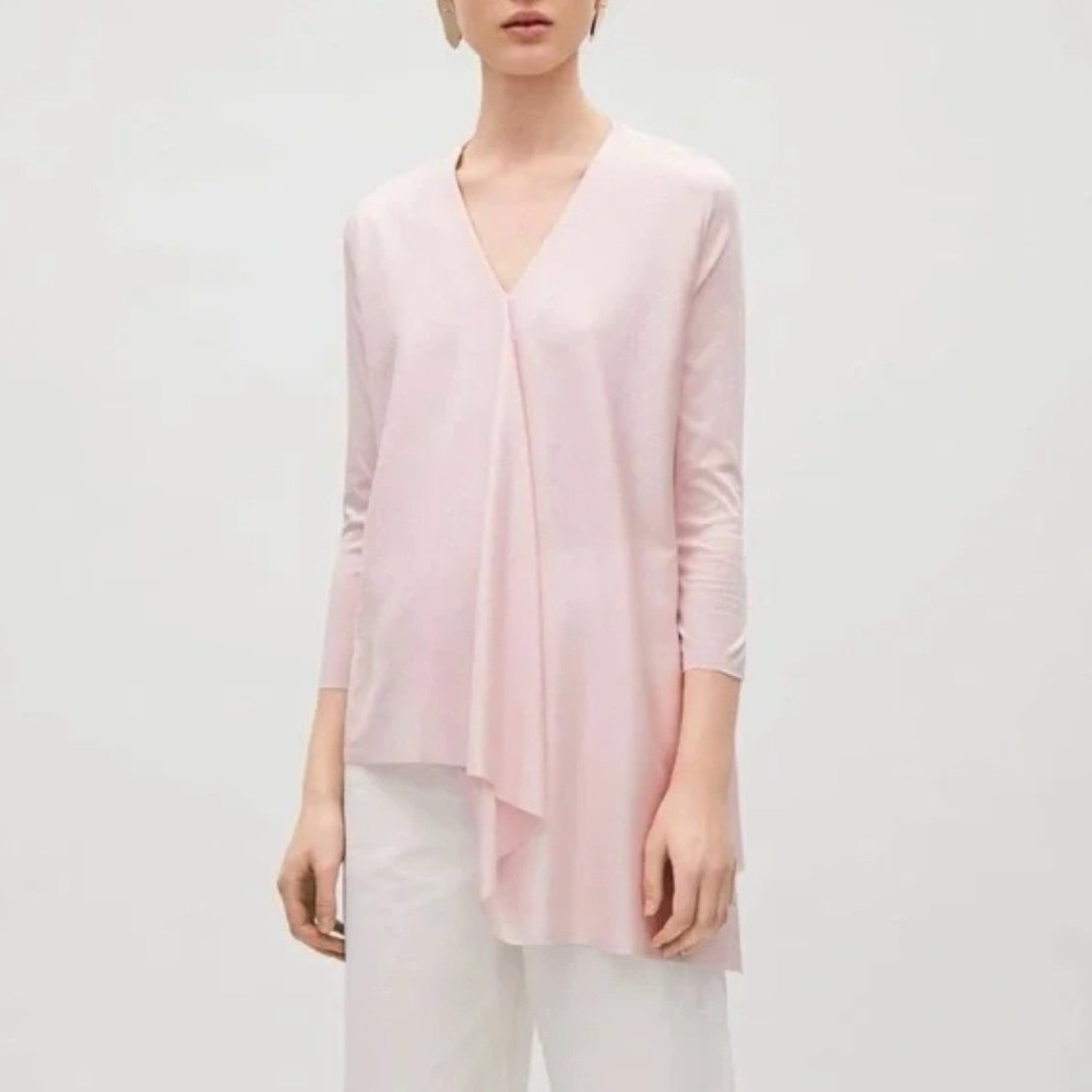 COS Pink Cotton Asymmetric Hem Tunic Top Size S Lagenlook Minimalist Artsy